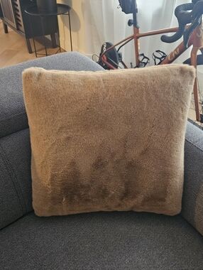 Plush Faux Fur Decorative Throw Pillow - Brown